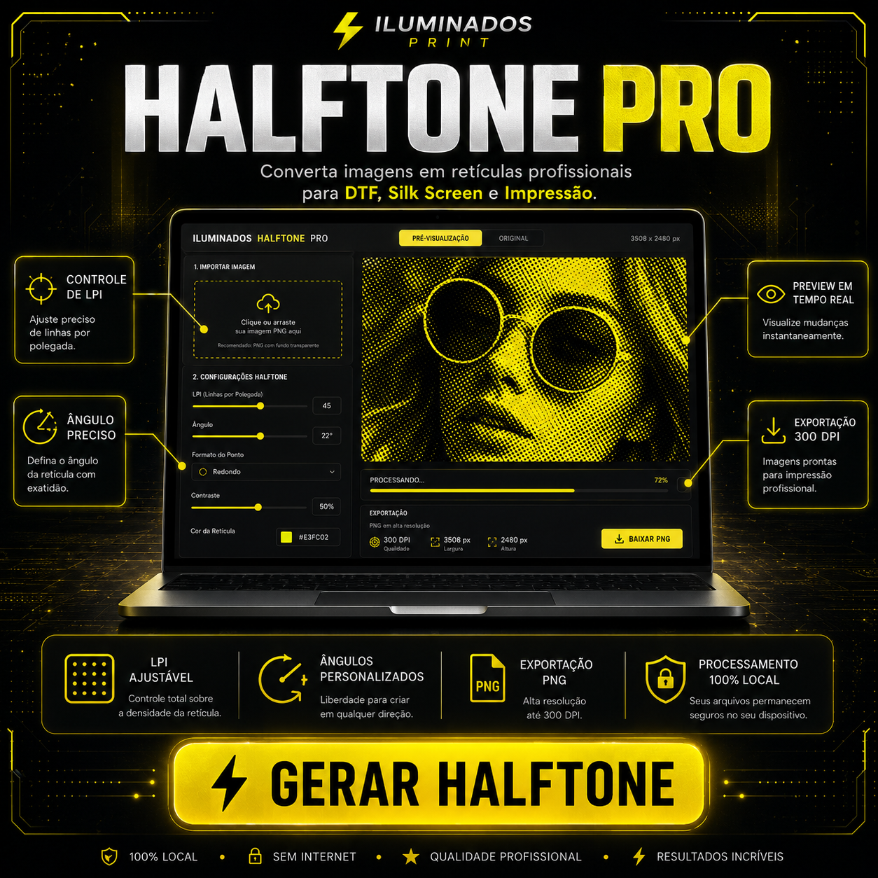 Gerador de Halftone Pro Iluminados PrintFlix