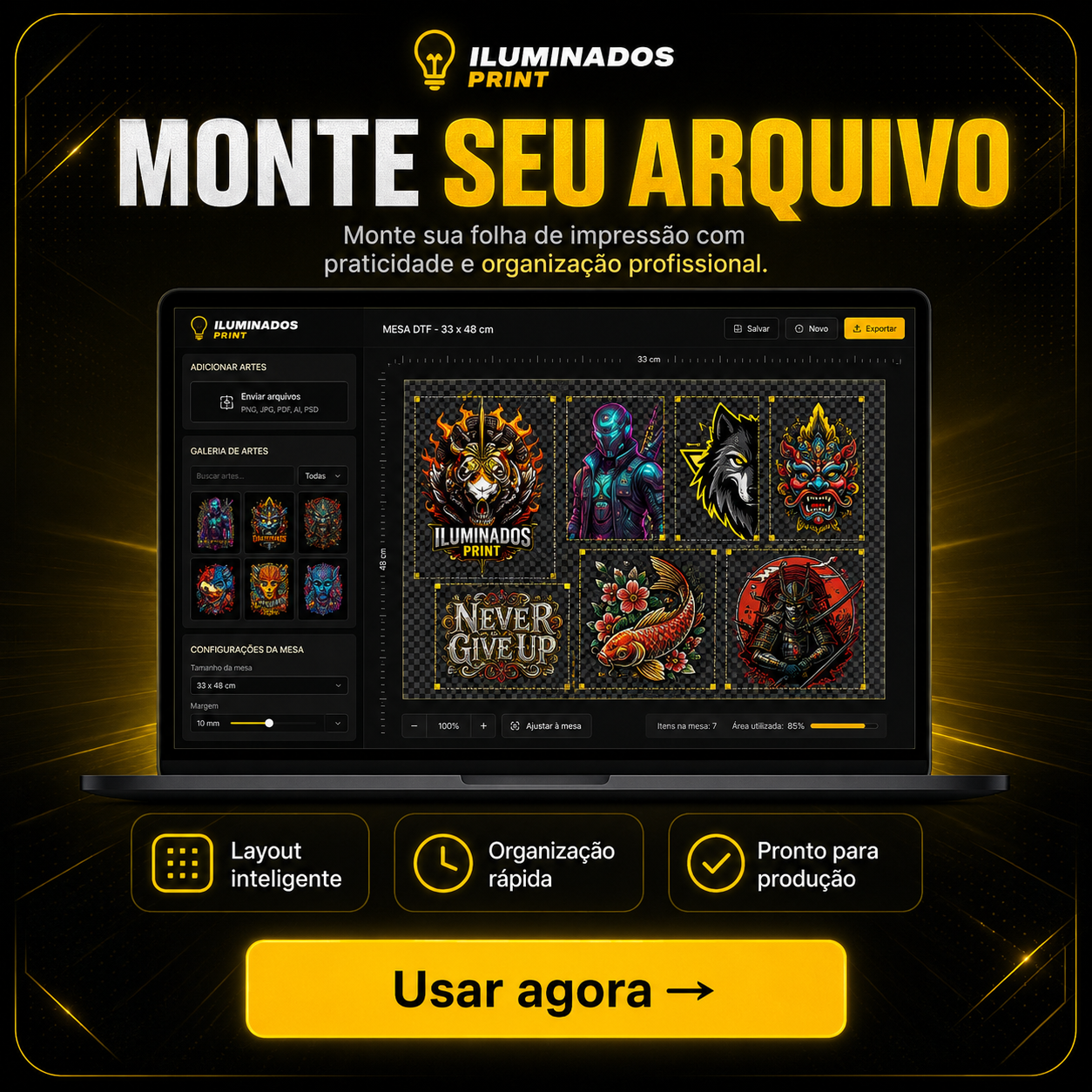 Prévia do serviço de impressão Iluminados