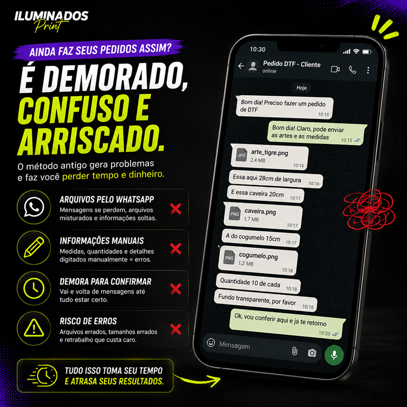 Exemplo de impressão e produto Iluminados